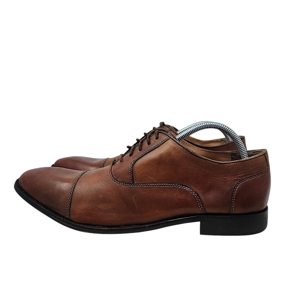 Steve Madden Oxford Shoes 13 Men Cognac Leather Cap Toe P-Quins Dress Business